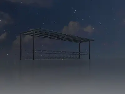 Bicycle parking with glass roof version 3 Low-poly 3D model