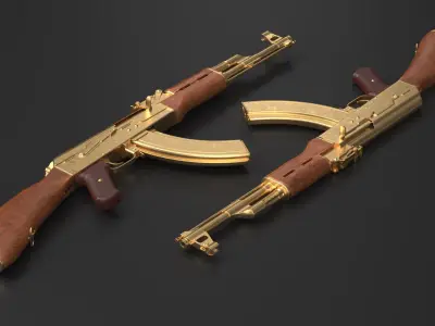  Assembling an AK 47 Gold Rigged Animated for Cinema 4D 