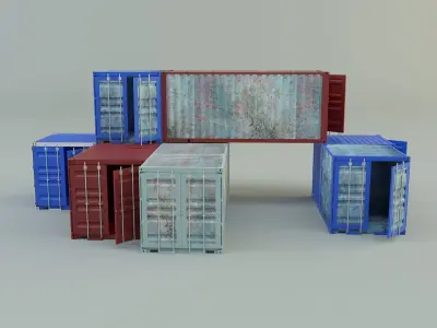  various container group model 3D model