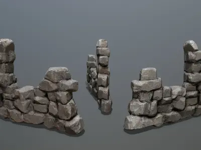 wall set Low-poly 3D model