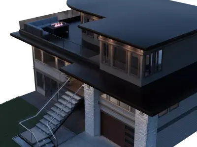 Modern Luxury Hillside Home 3D model