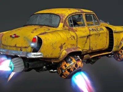 Volga GAZ-21 hover taxi 3D model