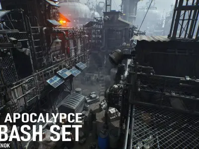 FREE Post Apocalypse Survivor Environment Kitbash set Free low-poly 3D model