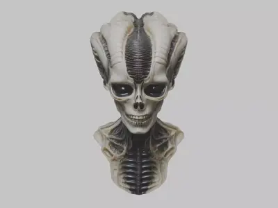 HR Giger Alien Human Head Bust Low-poly 3D model