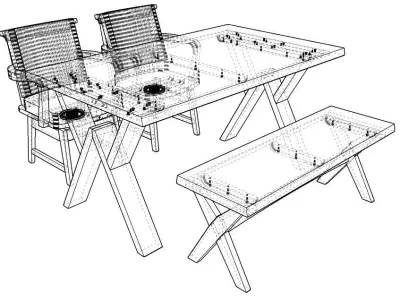 dining set 4 seat 3D model