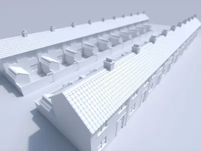 3D Terraced house low poly 3D model