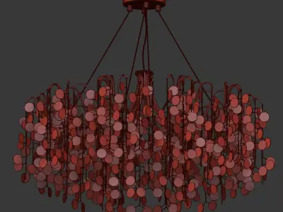 American Hotel Tree Branch Copper Crystal Chandelier 3D model