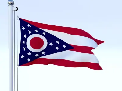 Animated Ohio Flag Low-poly 3D model