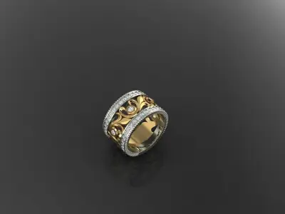 Bold Women Ring with Large Floral Design and Elegant Details 3D print model