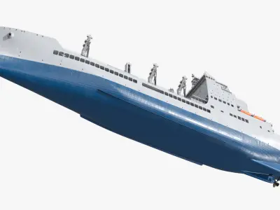  Logistics Fleet Tanker Ship with Blue Underside Grey Simplified 