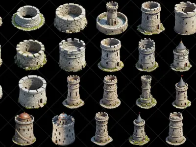 111 Transparent Fantasy Medieval Towers Texture