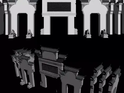 3D MAX Model-Chinese Hui Style Architecture 3D model