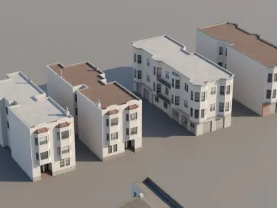 Spanish Revival - US West Coast California Buildings Low-poly 3D model