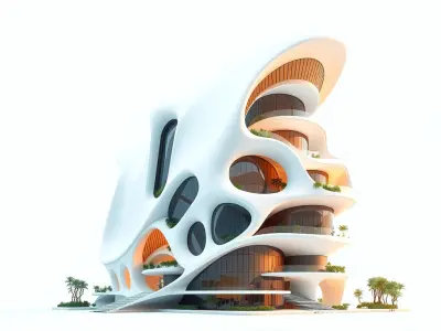 Futuristic Architectural Model Pack Low-poly 3D model