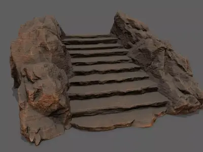 Stairs rock staircase Low-poly 3D model order