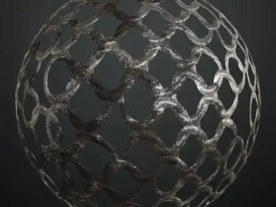 Silver Rusty Metal Weave Transparent PBR Seamless Texture