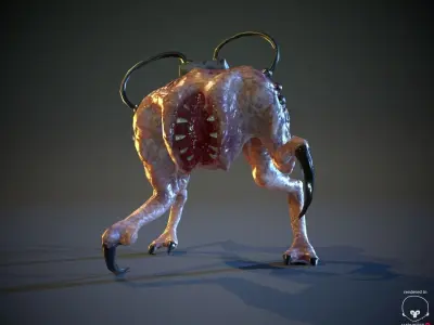 BioMech Alien Creature LowPoly Low-poly 3D model