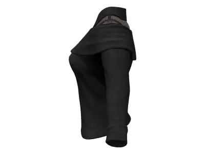 Off Shoulder Long Sweater With Transparent Shirt Under Low-poly 3D model