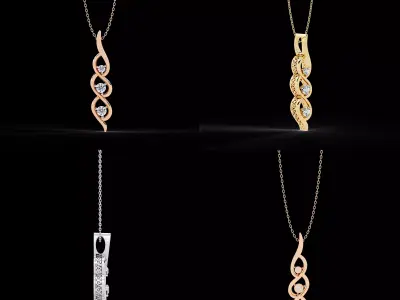 Elegant Diamond Twist Pendant Necklace CAD Design 3DM STL 3D print model