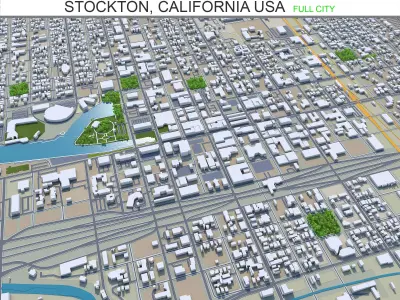 Stockton California USA 40km Low-poly 3D model