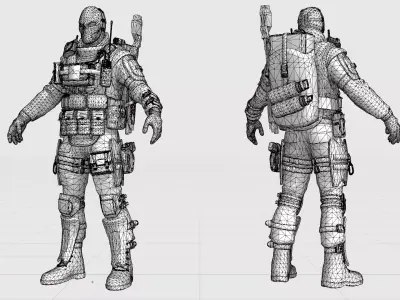 Game Ready Lowpoly  Rigged Soldier Character  Low-poly 3D model