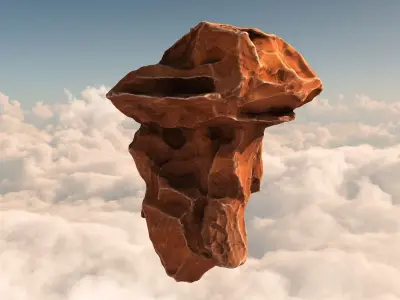 Flying rocks pack and Bonus HDRI map Low-poly 3D model