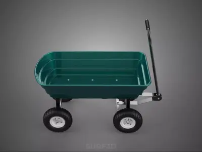 PLASTIC BED GARDEN UTILITY CART WAGON TROLLEY TRAILER DOLLY DUMP 3D model