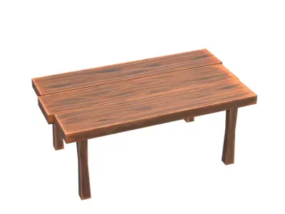 Hand Painted Wooden Table Free low-poly 3D model