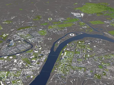 Pyongyang North Korea 50x50km 3D model