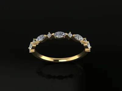 Marquise Half Infinity Diamond Band Ring Dainty 3D print model
