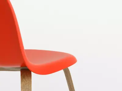 Gubi 5 wooden chair with two sticks in middle 3D model