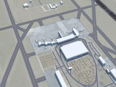 Jackson - Medgar Wiley Evers Airport 10km Low-poly 3D model