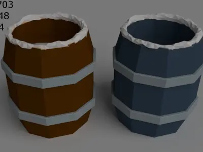 wooden barrel Low-poly 3D model