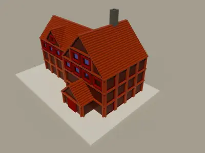 3d voxel low-poly house Low-poly 3D model purchase