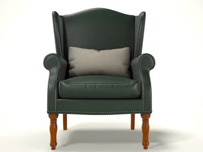 wingback chair fhouse 015 Low-poly 3D model