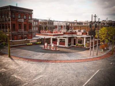 URBAN CITY SCENE WITH ALL THE ASSETS Low-poly 3D model