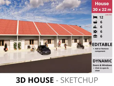 House 30x22m code 552 - Sketchup 3D model 3D model 3D model