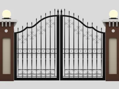 A Gate wrought iron with lights 3D model