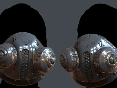 Gas mask helmet 3d model scifi Low-poly Low-poly  Low-poly 3D model shop