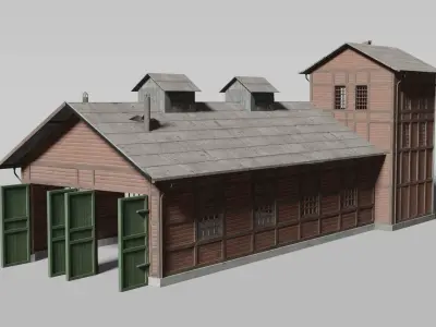 Old brick train shed 3D model