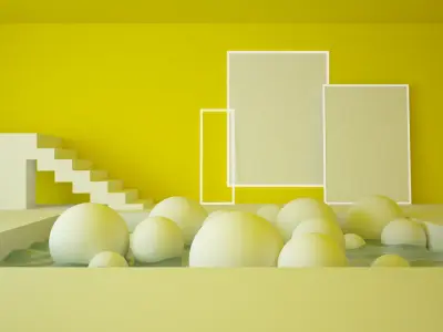 Yellow abstract minimalistic pool sceene 3D model