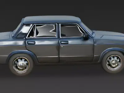 Stylized Charcoal Sedan 3D Model Low-poly 3D model
