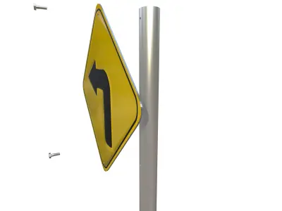 Sharp Turn Traffic Sign 3D model