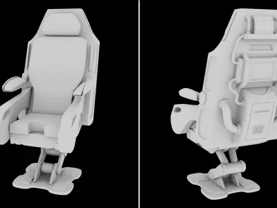 Futuristic SciFi Spaceship Chair Low-poly 3D model Low-poly 3D model