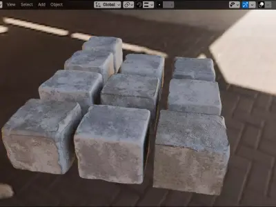 Props Concrete Barrier - Kit 006 Low-poly 3D model