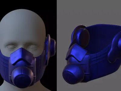 Gas mask helmet 3d model scifi Low-poly  Low-poly 3D model 321