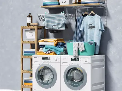 Laundry Area Washing Machine Set  3D model