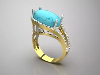  Luxury two-tone ring with turquoise modelgr0112 3D print model purchase