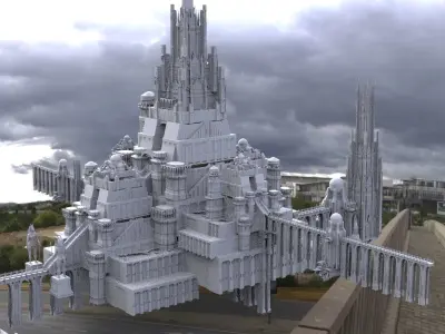 Dracula Castle towers with City 3D model