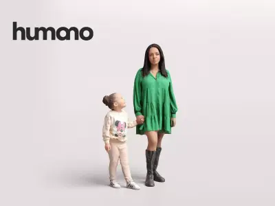 Humano Standing Woman with child 2202-01 3D model